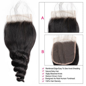 Mstar Loose Wave Hair Bundles With Lace Closure Free Part Peruvian Hair Bundles With Closure 4Pcs/Lot Remy Human Hair Extensions