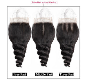 Mstar Loose Wave Hair Bundles With Lace Closure Free Part Peruvian Hair Bundles With Closure 4Pcs/Lot Remy Human Hair Extensions