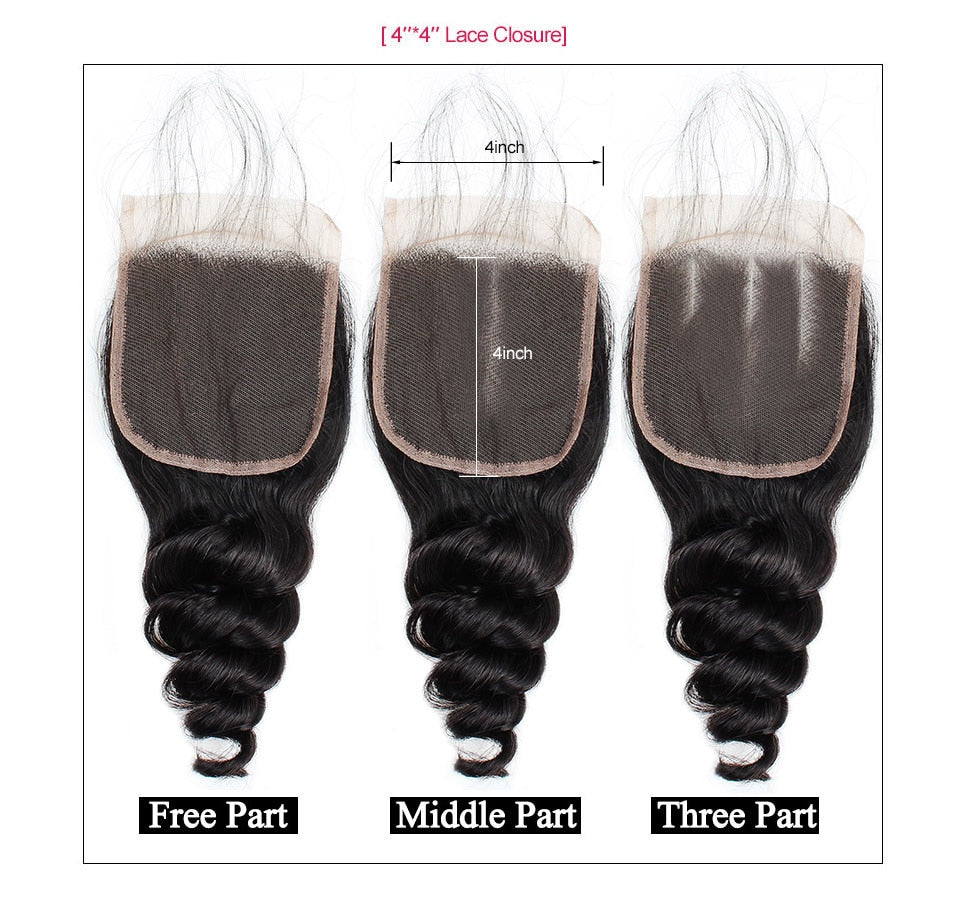 Mstar Loose Wave Hair Bundles With Lace Closure Free Part Peruvian Hair Bundles With Closure 4Pcs/Lot Remy Human Hair Extensions