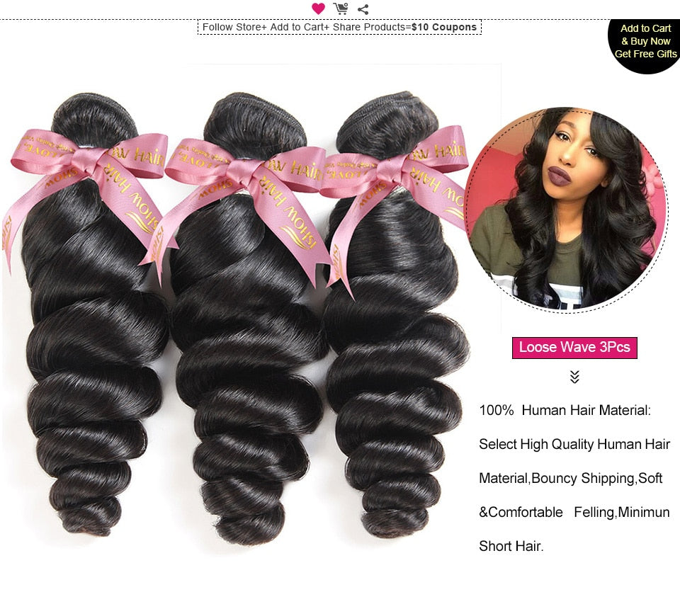 Mstar Loose Wave Hair Bundles With Lace Closure Free Part Peruvian Hair Bundles With Closure 4Pcs/Lot Remy Human Hair Extensions