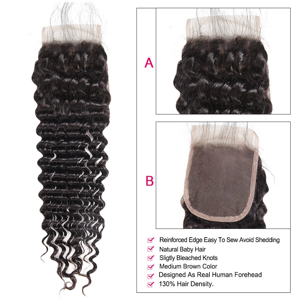 Mstar Deep Wave Bundles With Closure 3 Bundles Human Hair Bundles With Closure Remy Brazilian Hair Weave Bundles With Closure