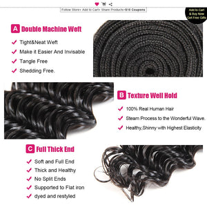 Mstar Deep Wave Bundles With Closure 3 Bundles Human Hair Bundles With Closure Remy Brazilian Hair Weave Bundles With Closure