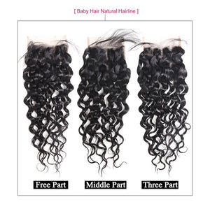 Mstar Water Wave Bundles With Closure Free Part Human Hair 3 Bundles With Lace Closure Remy Peruvian Hair Bundles With Closure