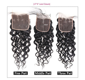 Mstar Water Wave Bundles With Closure Free Part Human Hair 3 Bundles With Lace Closure Remy Peruvian Hair Bundles With Closure