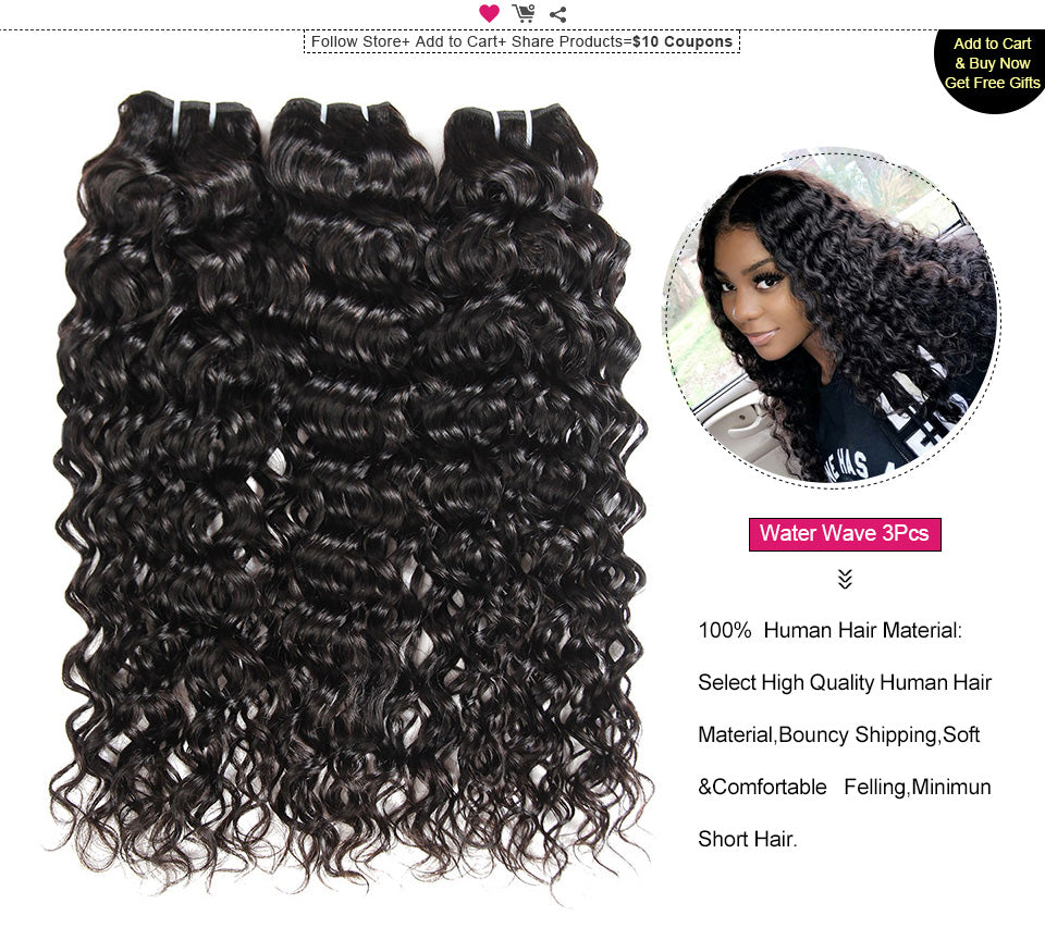 Mstar Water Wave Bundles With Closure Free Part Human Hair 3 Bundles With Lace Closure Remy Peruvian Hair Bundles With Closure