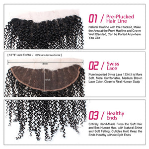 Mstar Brazilian Curly Hair Lace Frontal Non Remy 13x4 Ear to Ear Free Part Closure With Baby Hair 130%Density Human Hair Closure