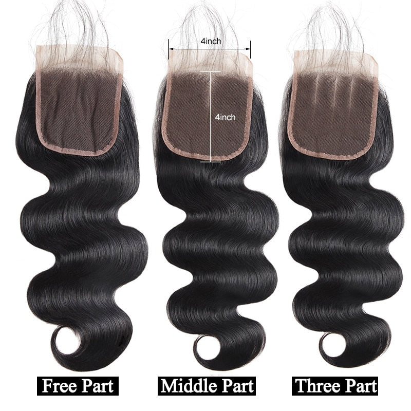 Mstar Hair 1 Piece Malaysian Body Wave Closure Non Remy Hair Lace Closures 4"x4" Swiss Lace Natural Human Hair Free Shipping