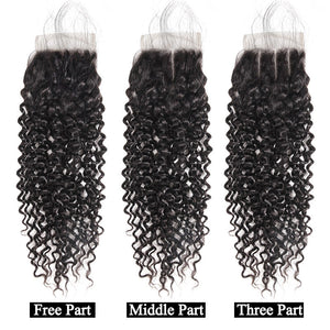 Mstar Mongolian Kinky Curly Lace Closure With Baby Hair 4*4  Non Remy Human Hair Closure Hand Tied 130% Density Free Shipping