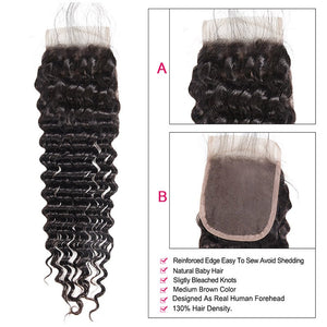 Mstar Indian Deep Wave Lace Closure 4*4 Human Hair Closure 130% Destiny Swiss Lace Non Remy Hair Closure Baby Hair Free Shipping