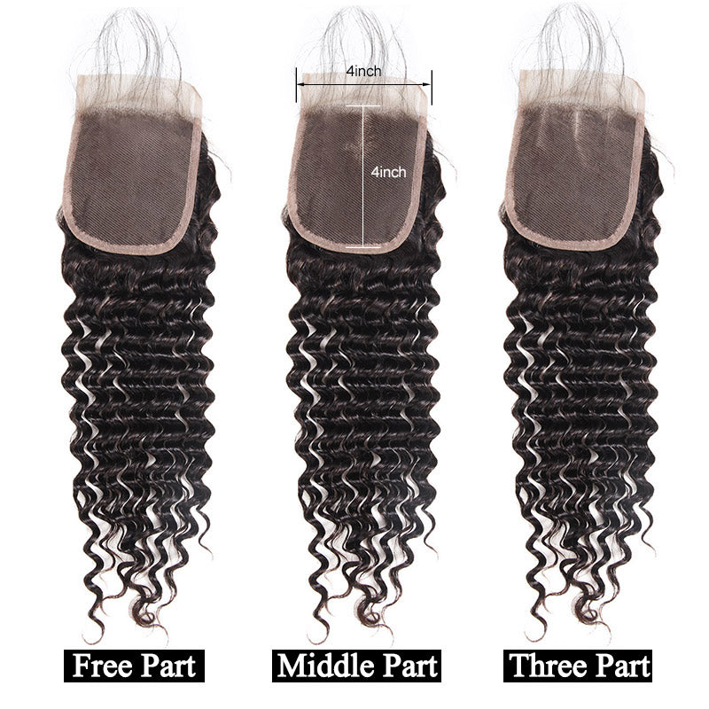 Mstar Indian Deep Wave Lace Closure 4*4 Human Hair Closure 130% Destiny Swiss Lace Non Remy Hair Closure Baby Hair Free Shipping