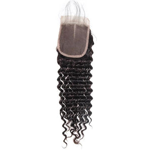 Mstar Hair Brazilian Deep Wave Closure With Baby Hair 4"X4" Human Hair Lace Closure Bleached Knots Non Remy Hair Free Part