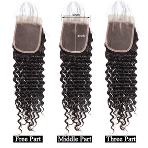 Mstar Hair Brazilian Deep Wave Closure With Baby Hair 4"X4" Human Hair Lace Closure Bleached Knots Non Remy Hair Free Part