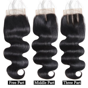 Mstar Hair Lace Closure Body Wave Indian Human Hair Free Middle Three Part 4*4 Swiss Lace Closure With Baby Hair Non Remy Hair