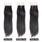 Mstar Lace Closure Malaysian Straight Hair Human Hair Closure With Baby Hair Free Middle Three Part 1pc/lot Non Remy Hair