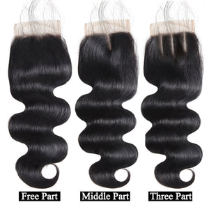 Mstar Hair Peruvian Body Wave Lace Closure Free Middle Three Part 8-20 Human Hair Natural Color Non Remy Hair Free Shipping