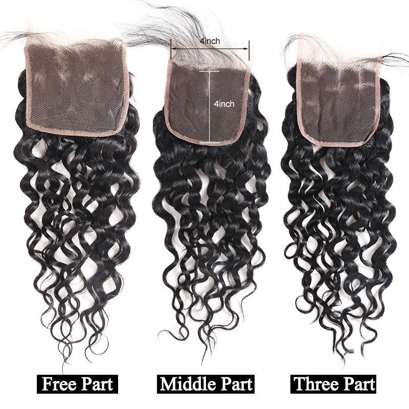 Mstar Brazilian Water Wave Human Hair Lace Closure Non Remy Hair Closure Middle Part Swiss Lace Closure 4x4 Free Shipping