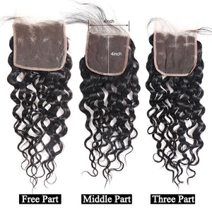 Mstar Indian Water Wave Lace Closure With Baby Hair 100% Human Hair 4x4  Swiss Lace Closure 130% Density Medium Brown