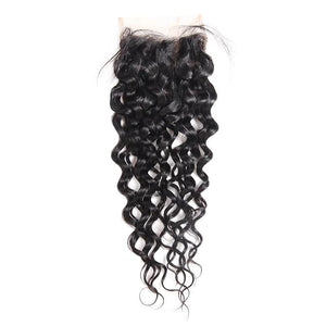 Mstar Malaysian Water Wave Lace Closure With Baby Hair 100% Human Hair Weave Free Middle Three Part Closure 1pc Non Remy Hair