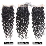 Mstar Malaysian Water Wave Lace Closure With Baby Hair 100% Human Hair Weave Free Middle Three Part Closure 1pc Non Remy Hair