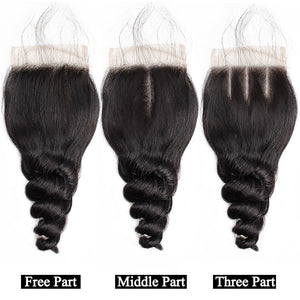 Mstar Brazilian Loose Wave Closure 4*4 Lace Free Middle Part Non Remy Human Hair Lace Closure Natural Color Free Shipping