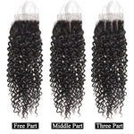 Mstar Peruvian Kinky Curly Closure With Baby Hair Non Remy Hair 4*4 inch Lace Closure 8-20 inch Three Part Closure Natural Color