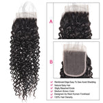 Mstar 4*4 Free Part Closure Brazilian Curly Hair Weave 8-20inch Non Remy Hair Swiss Lace Closure With Baby Hair 130% Density