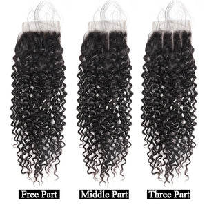 Mstar 4*4 Free Part Closure Brazilian Curly Hair Weave 8-20inch Non Remy Hair Swiss Lace Closure With Baby Hair 130% Density