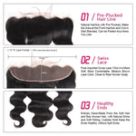 Mstar 13x4 Ear to Ear Lace Frontal Indian Body Wave Human Hair Lace Frontal Closure With Baby Hair Natural Color Non Remy