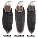 Mstar 4*4 Free Part Closure Brazilian Yaki Straight Hair Weave 8-20 Non Remy Hair Swiss Lace Closure With Baby Hair 130% Density