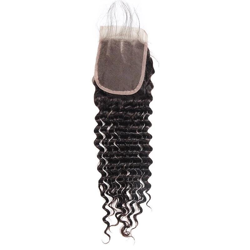 Mstar Indian Deep Wave Lace Closure 4*4 Human Hair Closure 130% Destiny Swiss Lace Non Remy Hair Closure Baby Hair Free Shipping