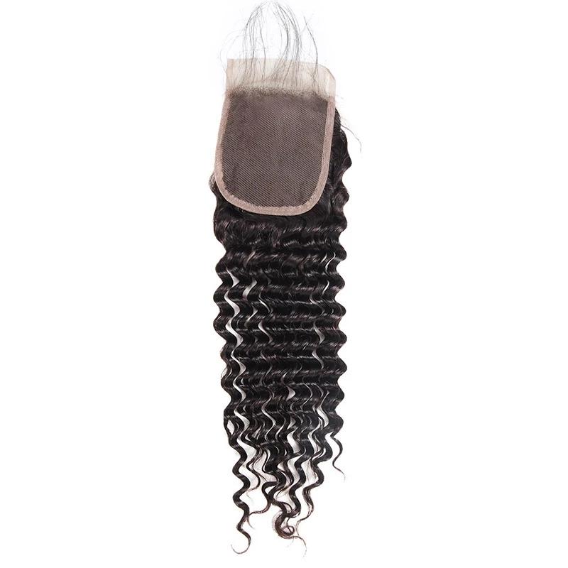 Mstar Hair Brazilian Deep Wave Closure With Baby Hair 4"X4" Human Hair Lace Closure Bleached Knots Non Remy Hair Free Part