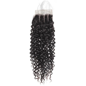 Mstar Malaysian Curly Hair 4*4 Lace Closure With Baby Hair Non Remy Hair Free Middle Three Part 100% Human Hair  Free Shipping