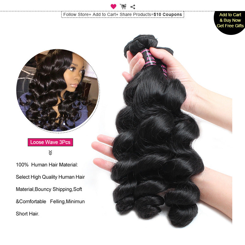 Mstar Wholesale Brazilian Hair Bundles Loose Wave Human Hair Bundles 100% Human Hair Extensions Non Remy 10pcs/Lot Hair Weaving