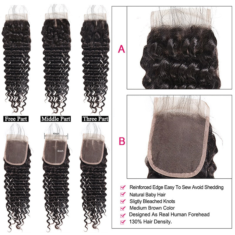 Mstar Deep Wave Bundles With Closure 3 Bundles Human Hair Bundles With Closure Remy Brazilian Hair Weave Bundles With Closure