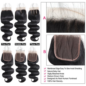 Mstar Body Wave Bundles With Closure 100% Remy Human Hair Bundles With Closure 3 Bundles Malaysian Hair Bundles With Closure