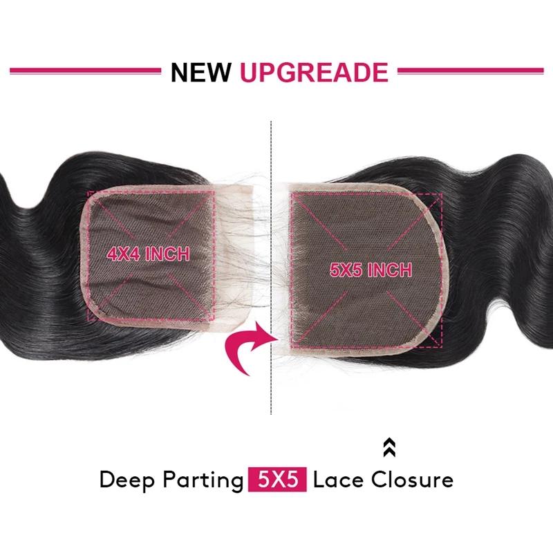 Mstar 5*5 Lace Closure Free Part Brazilian Body Wave Lace Closure With Baby Hair Non Remy Human Hair Closure Pre Plucked