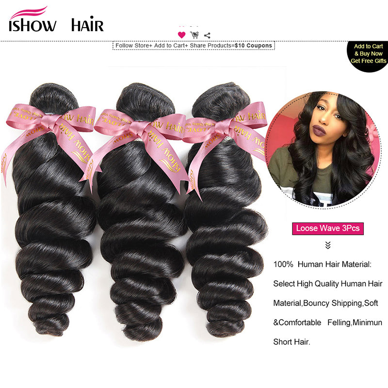 Mstar Loose Wave Hair Bundles With Lace Closure Free Part Peruvian Hair Bundles With Closure 4Pcs/Lot Remy Human Hair Extensions