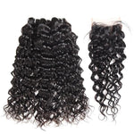 Mstar Water Wave Bundles With Closure Free Part Human Hair 3 Bundles With Lace Closure Remy Peruvian Hair Bundles With Closure