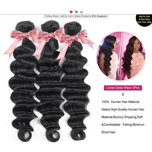 Mstar Loose Deep Wave Bundles With Closure Malaysian Human Hair Bundles With Closure 4*4 Lace Closure With Baby Hairs Remy Hair